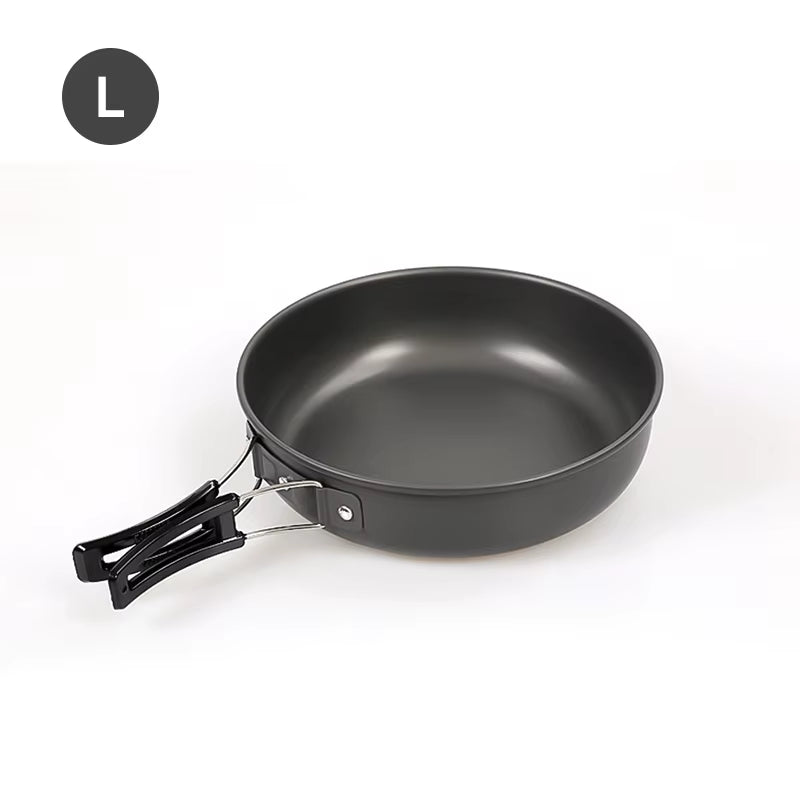 WESTTUNE Camping Frying Pan Aluminum Camping Picnic Plate Dish Portable Outdoor Cookware with Foldable Handle Hiking Cookware