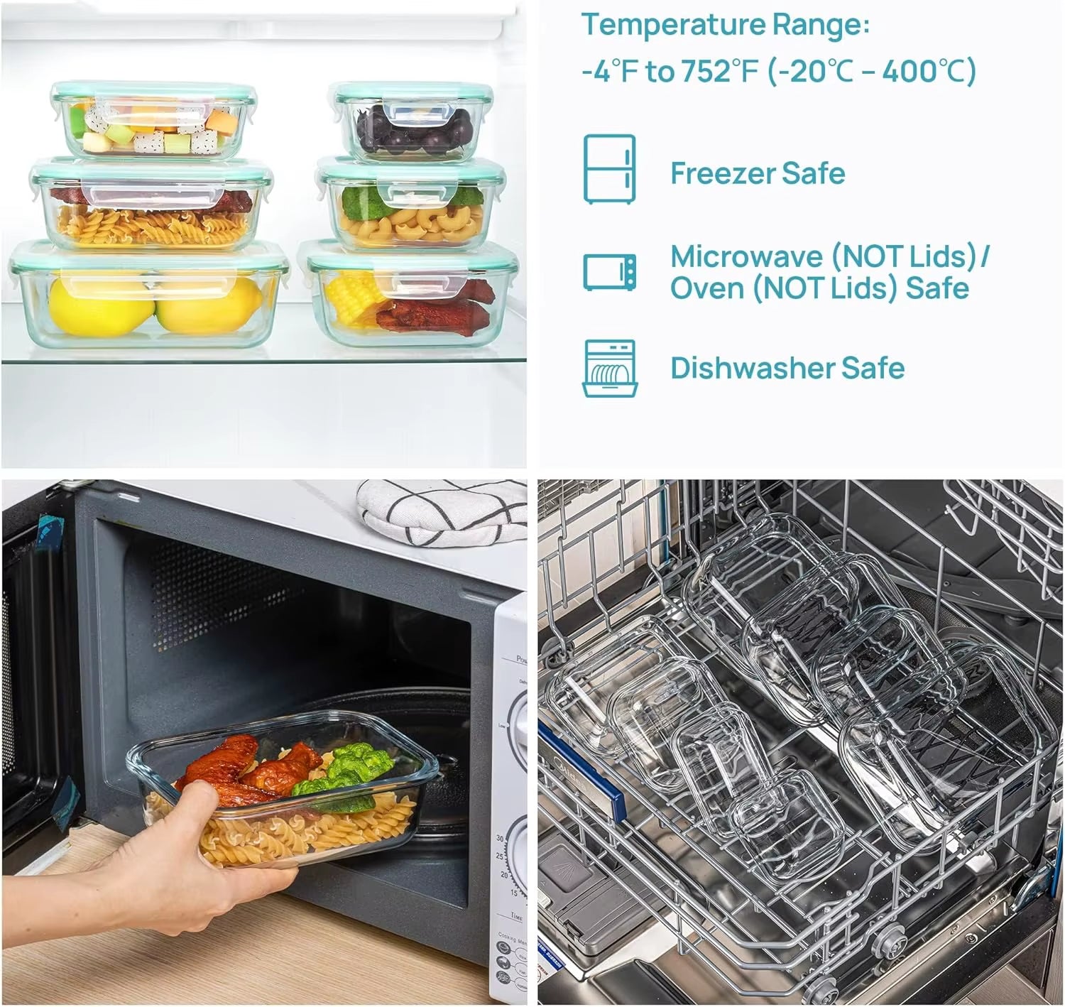 Glass Food Storage Side Dish Meal Prep Airtight Tupper Sealed Containers Preservation Kitchen Organizers Bento Lunch Box