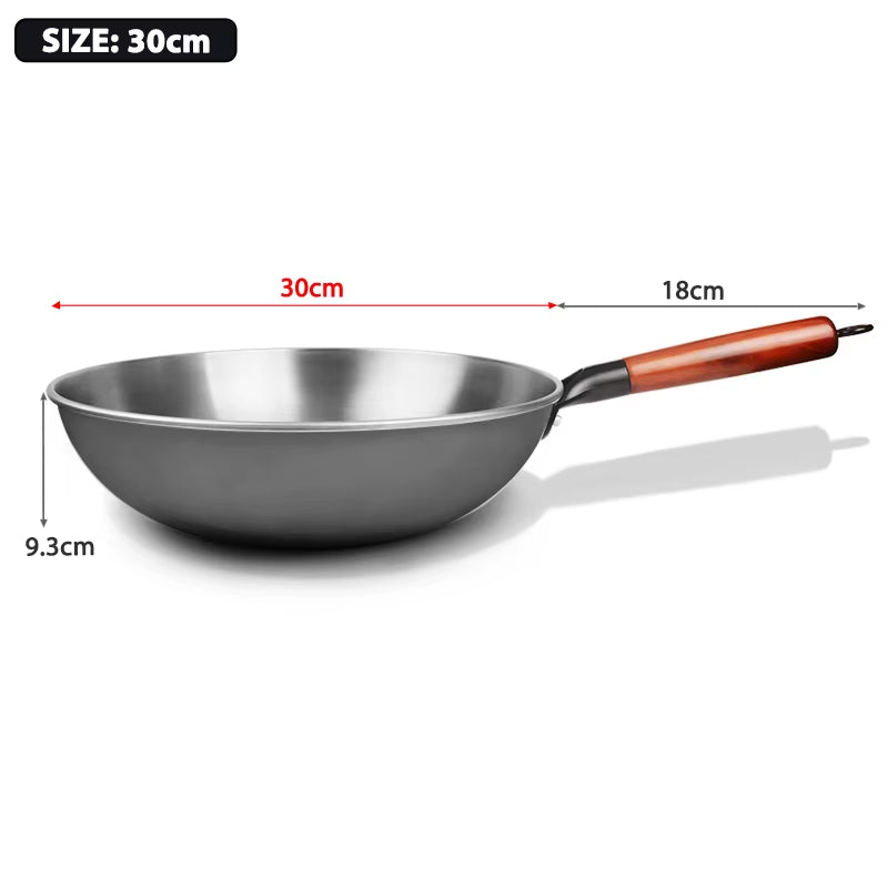 Konco Handmade Iron Wok Traditional Cookware Iron Pot Non-Coating Healthy Wok Gas Cookware-30/32/34Cm