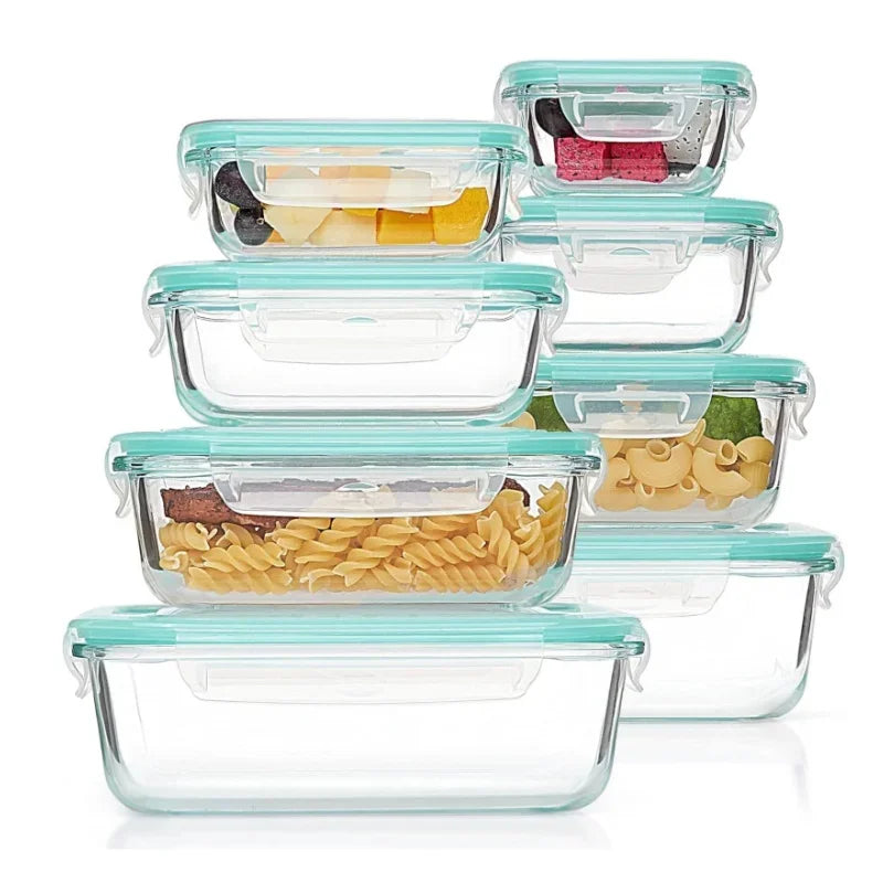 Glass Food Storage Containers Kitchen Organizer, Bento Lunch Boxes，Storage Vegetable Fruit Kitchen Accessories