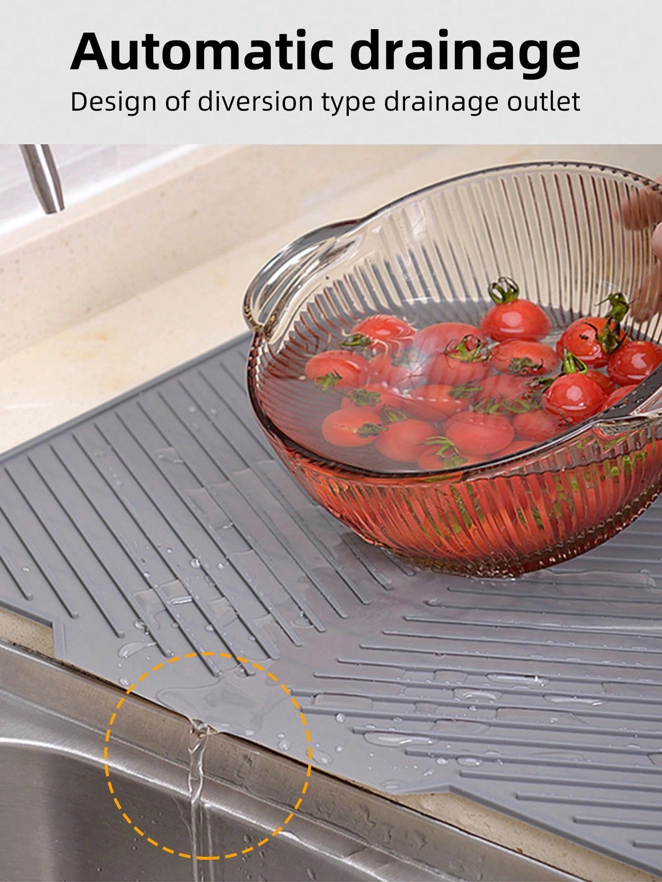 1Pc Silicone Dish Drying Mat,Kitchen Utensil Drainage Mat Silicone Drain Pad for Kitchenwares and Tablewares,15/17/20 Inch(Available in Three Sizes),Flexible Rubber Dish Draining Mat, Heat Resistant Silicone Trivet, Kitchen Decor Counter Top Mat, Sink Mat