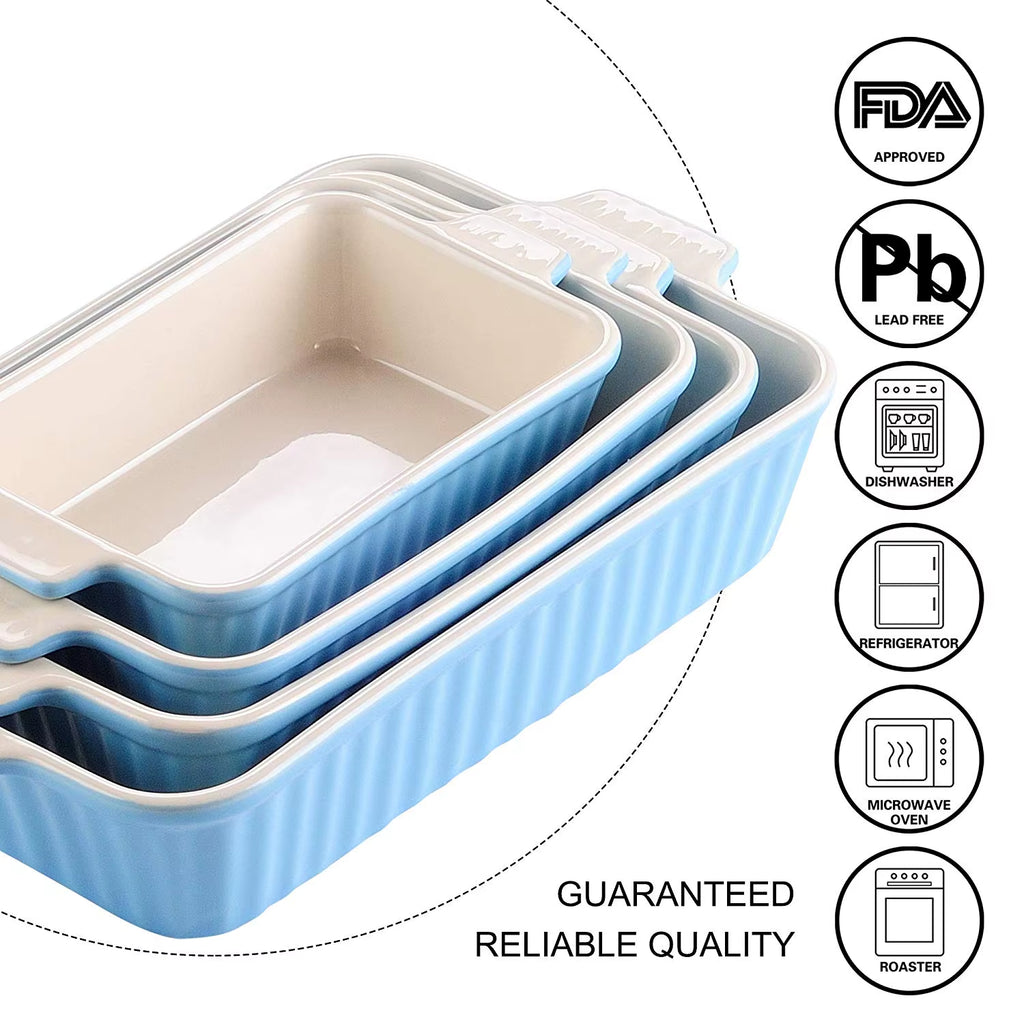 4-Piece Table Baking Dish Plate Set with Ceramic Handle Oven to Ideal for Lasagne/Pie/Casserole/Tapas(9"/11"/12"/13.3")