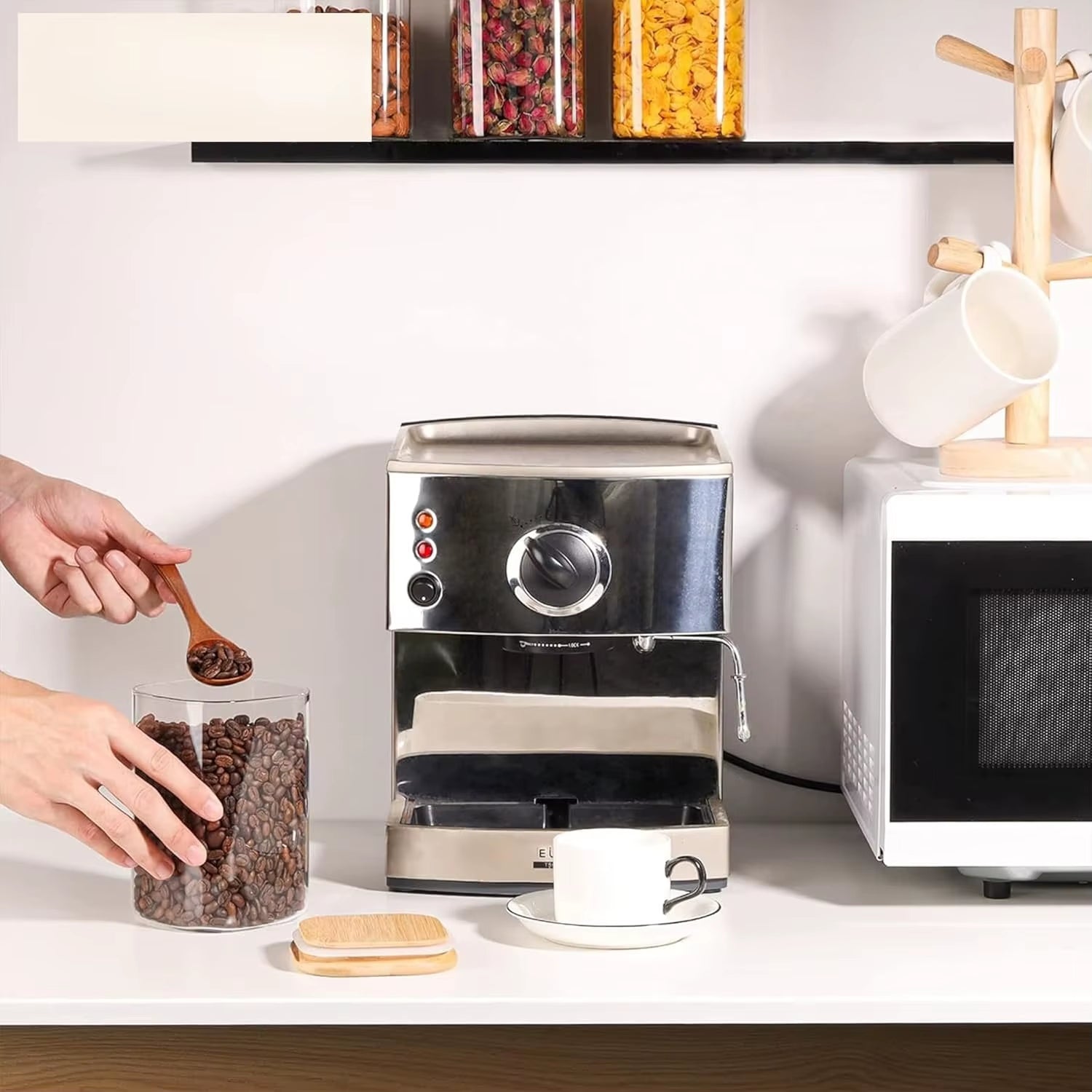 Food Storage Containers with Airtight Lids Set of 6, Clear Glass Canister Food Jar with Sealing Lid Kitchen Pantry Storage