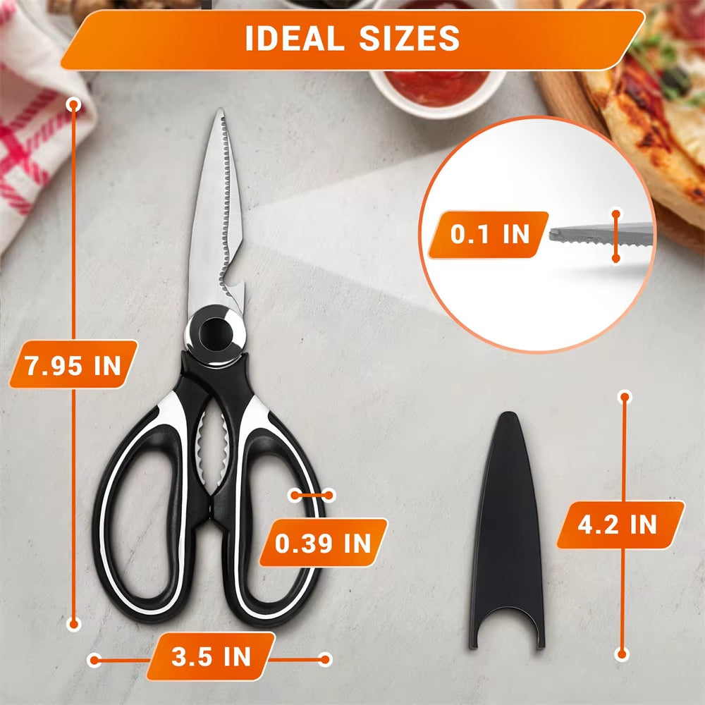 Smart Kitchen Shears with Cover Scissors Kitchen Gadgets Utility Heavy Duty Stainless Steel Kitchen Scissors
