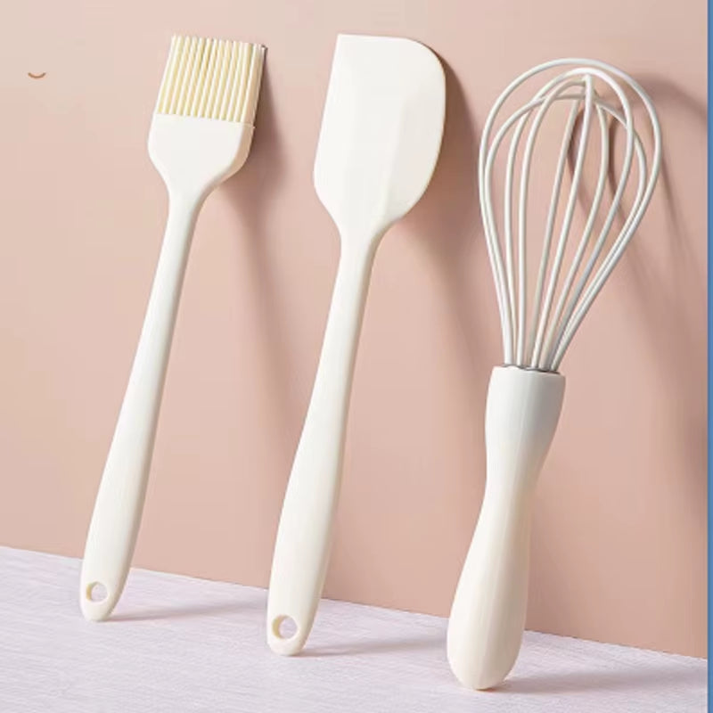3 Pieces Baking Set Food Grade Silicone Heat Resistant Cream Scraper Egg Beater Grease Brush Kitchen Cake Baking Tools