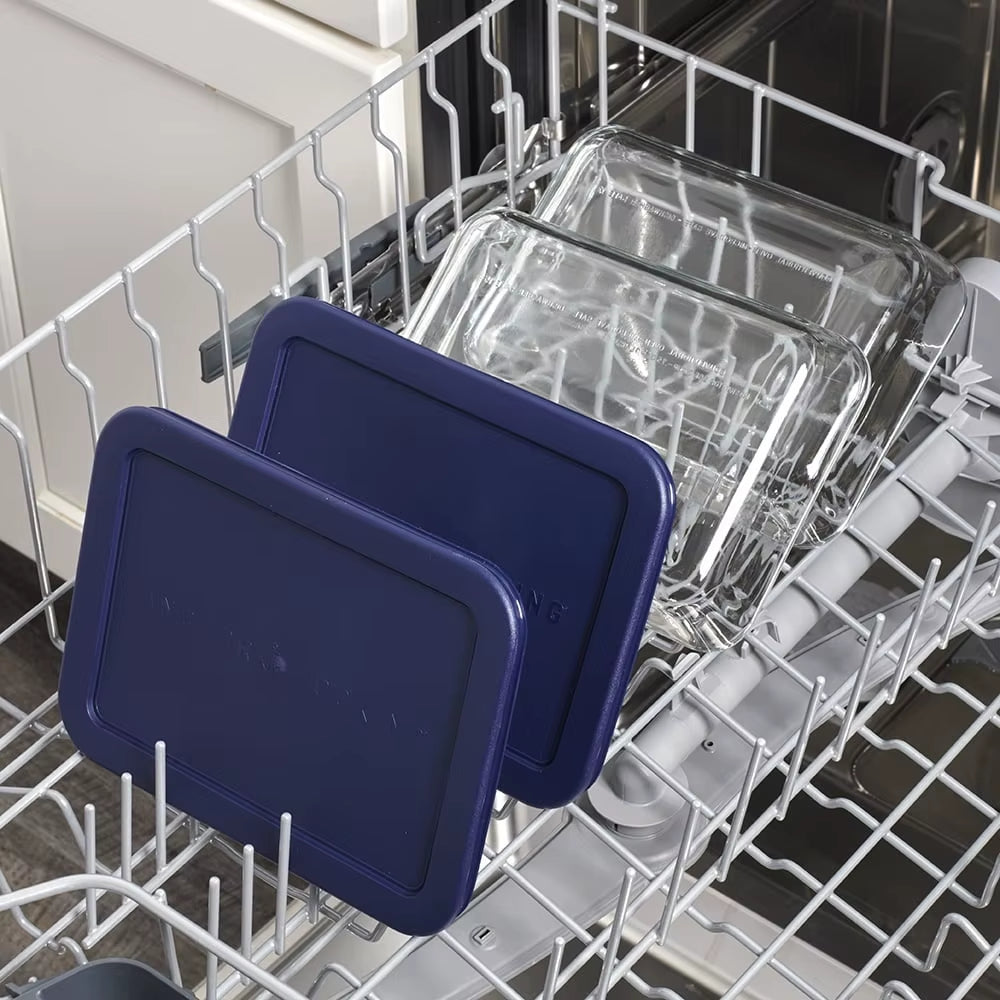 Glass Food Storage Containers Set of 2 Ergonomic Lids BPA Free Versatile Microwave Dishwasher Safe 3 Cup Rectangular Jars