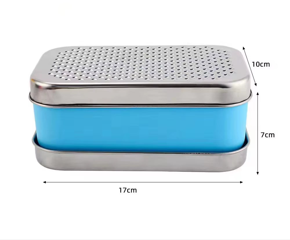 Double-Sided Cheese Grater Portable Shredder Ginger Garlic with Container Lid Stainless Steel Fruit Vegetables Home Kitchen Tool