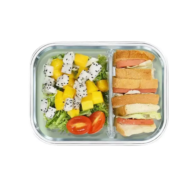 1040ML Multi-Grid Glass Lunch Box Meal Prep Containers Glass Food Storage Containers with Lids Kitchen Storage & Organization