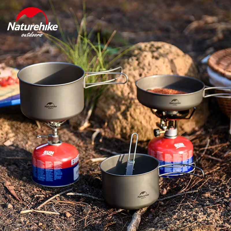 Ultralight Titanium Tableware Outdoor Picnic Camping Cookware Pot Pan Camping Cookware Frying Pan