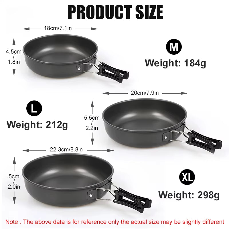 WESTTUNE Camping Frying Pan Aluminum Camping Picnic Plate Dish Portable Outdoor Cookware with Foldable Handle Hiking Cookware