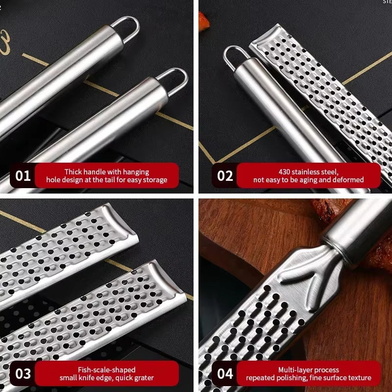 Stainless Steel Long Handle Cheese Grater Cheese Baking Cheese Grater Lemon Zest Grater Kitchen Gadget