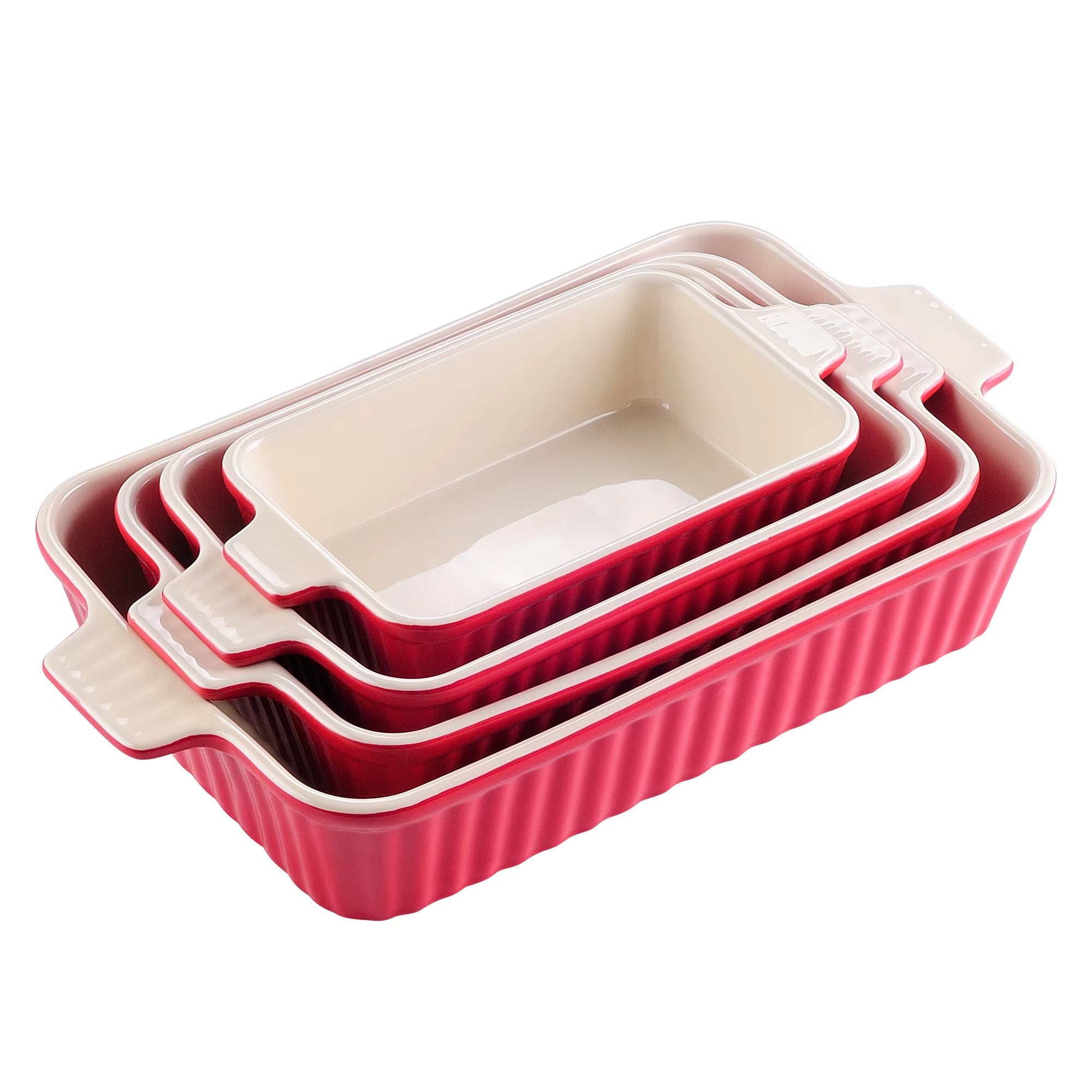 4-Piece Table Baking Dish Plate Set with Ceramic Handle Oven to Ideal for Lasagne/Pie/Casserole/Tapas(9"/11"/12"/13.3")