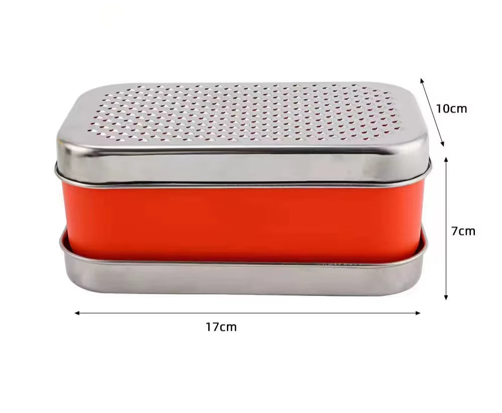 Double-Sided Cheese Grater Portable Shredder Ginger Garlic with Container Lid Stainless Steel Fruit Vegetables Home Kitchen Tool