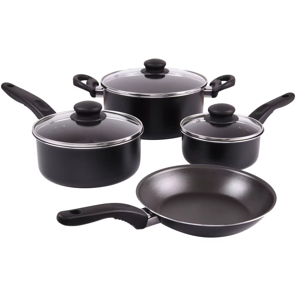 7 Piece Non Stick Aluminium Cookware Set Dishwasher Safe Lightweight Durable Easy Cleanup Kitchen Cooking Essentials