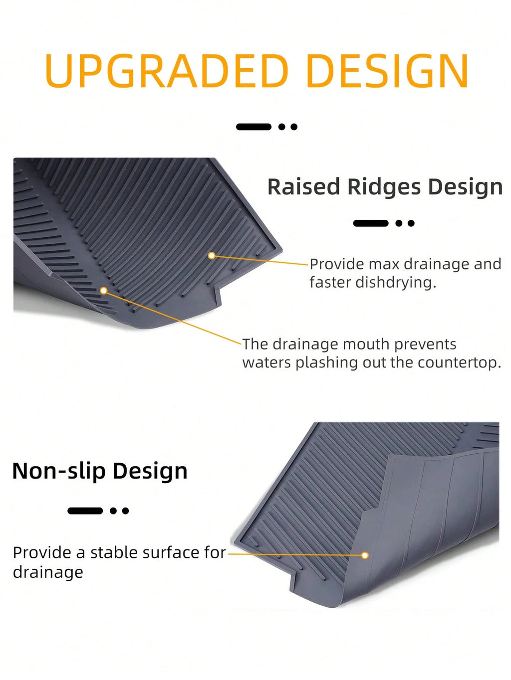 1Pc Silicone Dish Drying Mat,Kitchen Utensil Drainage Mat Silicone Drain Pad for Kitchenwares and Tablewares,15/17/20 Inch(Available in Three Sizes),Flexible Rubber Dish Draining Mat, Heat Resistant Silicone Trivet, Kitchen Decor Counter Top Mat, Sink Mat