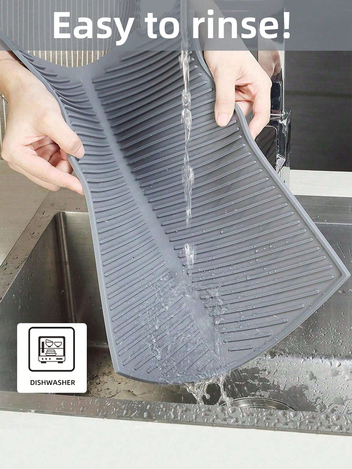 1Pc Silicone Dish Drying Mat,Kitchen Utensil Drainage Mat Silicone Drain Pad for Kitchenwares and Tablewares,15/17/20 Inch(Available in Three Sizes),Flexible Rubber Dish Draining Mat, Heat Resistant Silicone Trivet, Kitchen Decor Counter Top Mat, Sink Mat