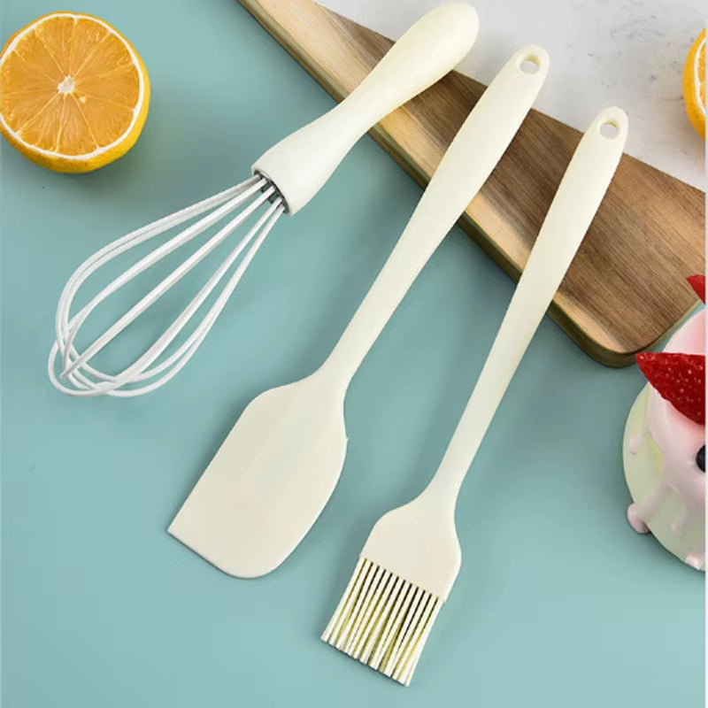 3 Pieces Baking Set Food Grade Silicone Heat Resistant Cream Scraper Egg Beater Grease Brush Kitchen Cake Baking Tools