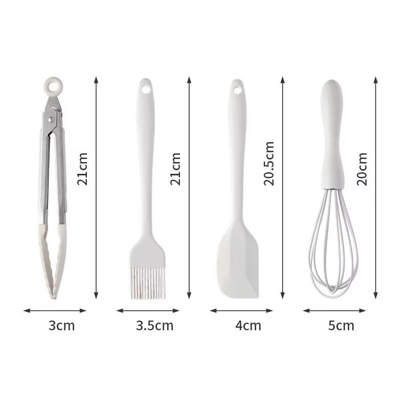 Household Food Grade Silicone Mini Baking Scraper Oil Brush Egg Beater Food Clip Baking Tool Set Cooking Kitchen Tools