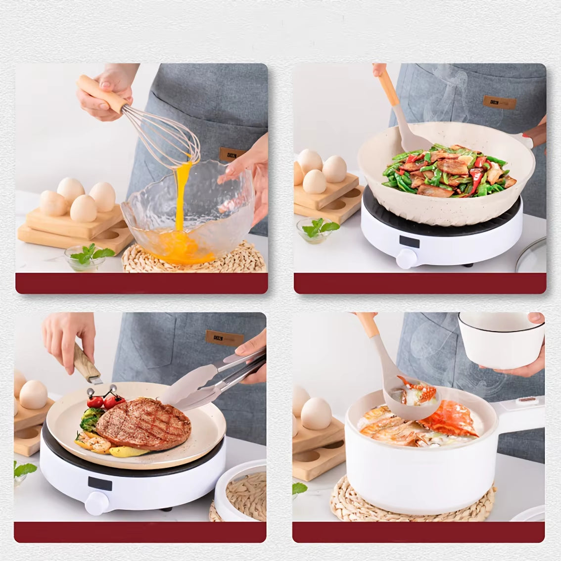 12 Piece Silicone Cooking Kitchen Utensils Set - Heat Resistant Wooden Handle Kitchen Utensils for Non-Stick Cookware