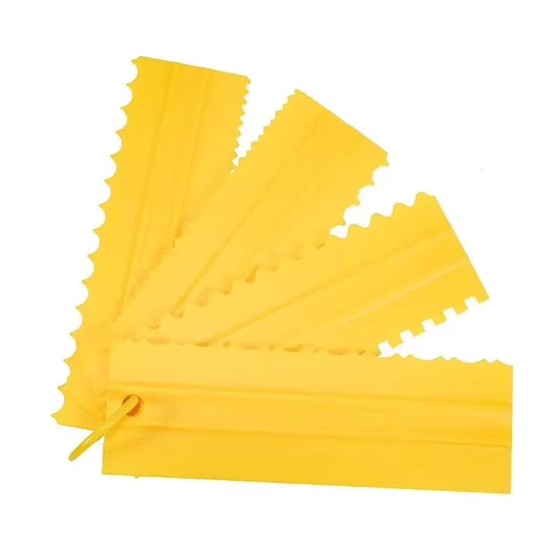 4Pcs/Set Plastic Double Sided Tooth Cake Scraper Pattern Cream Scraper DIY Baking Tools Baking Accessories