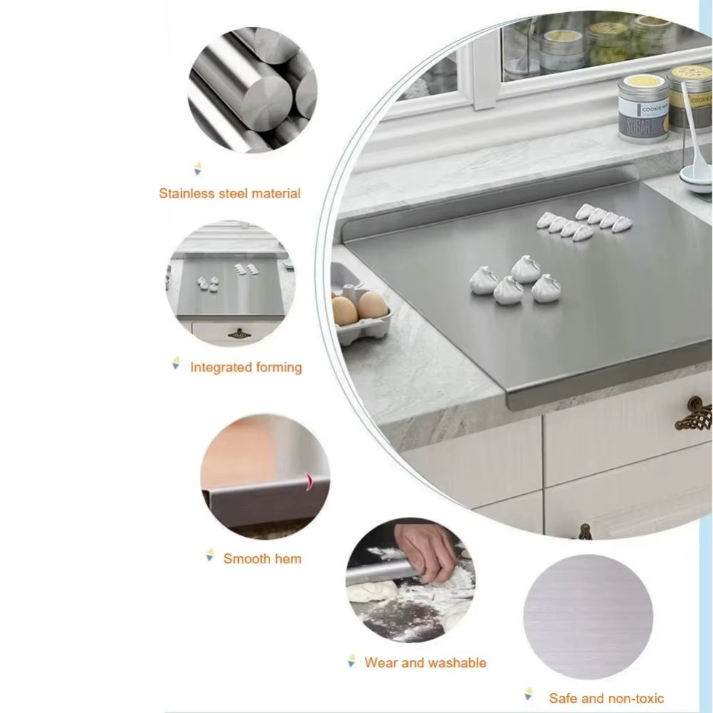 Large Size Household Stainless Steel Chopping Board Double Panel Multifunctional Pastry Baking Board Chopping Board Kitchenware