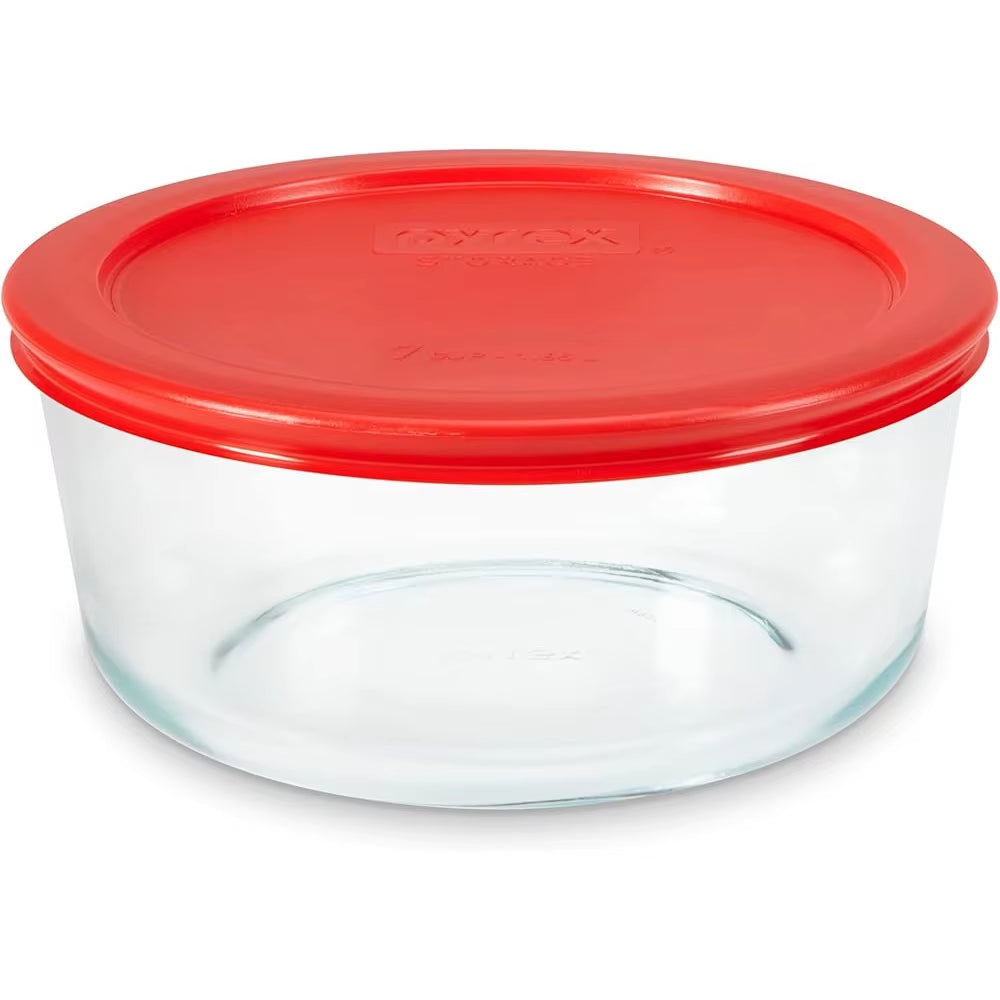 7 Cup Glass Food Storage Container BPA Free Plastic Lid Microwave Dishwasher Safe Snug Fit Freezer Safe Kitchen Storage