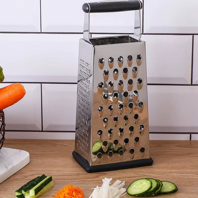 Stainless Steel Standing Cheese Grater Multi-Functional Vegetable and Fruit Slicer Cheese and Cheese Grater Four-Sided Melon