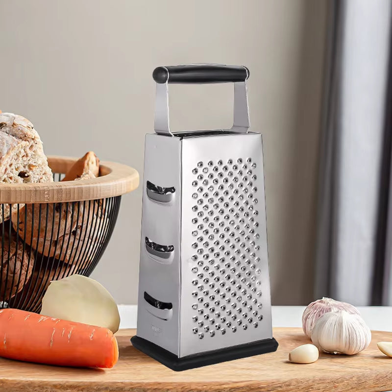 Stainless Steel Standing Cheese Grater Multi-Functional Vegetable and Fruit Slicer Cheese and Cheese Grater Four-Sided Melon
