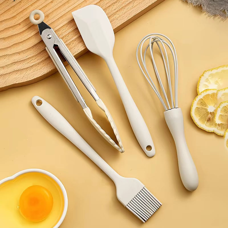 Household Food Grade Silicone Mini Baking Scraper Oil Brush Egg Beater Food Clip Baking Tool Set Cooking Kitchen Tools