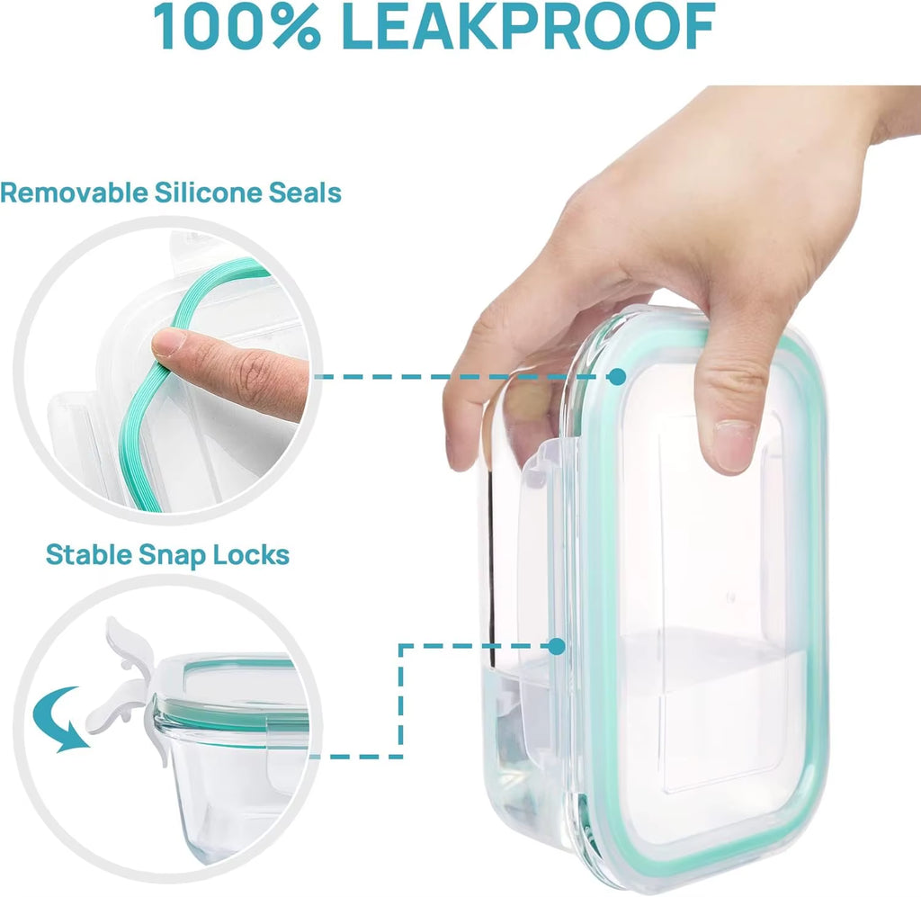 Glass Food Storage Side Dish Meal Prep Airtight Tupper Sealed Containers Preservation Kitchen Organizers Bento Lunch Box