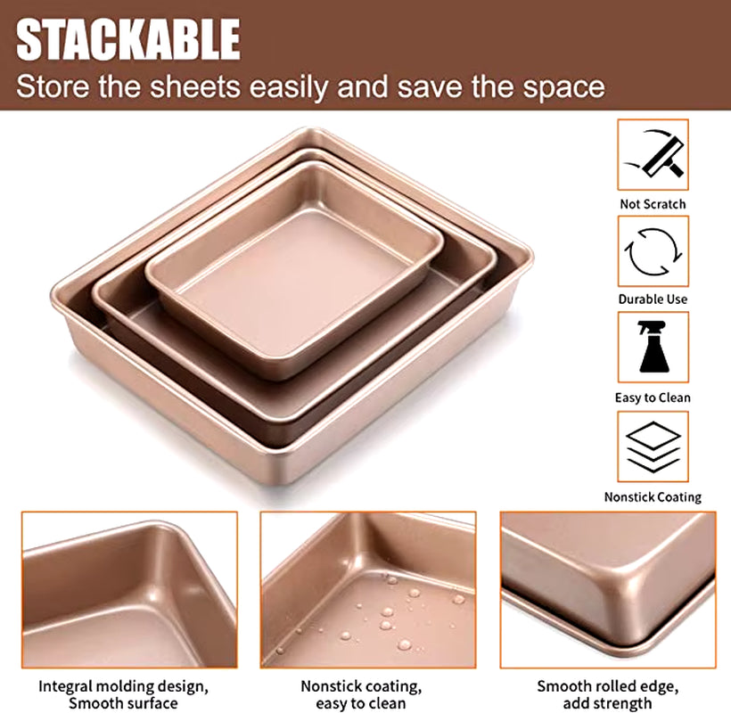 Deep Baking Pan Cookies Sheet Rectangular Jelly Roll Non Stick Carbon Steel Cake Metal Bakeware Biscuit Bread Loaf DIY Tools