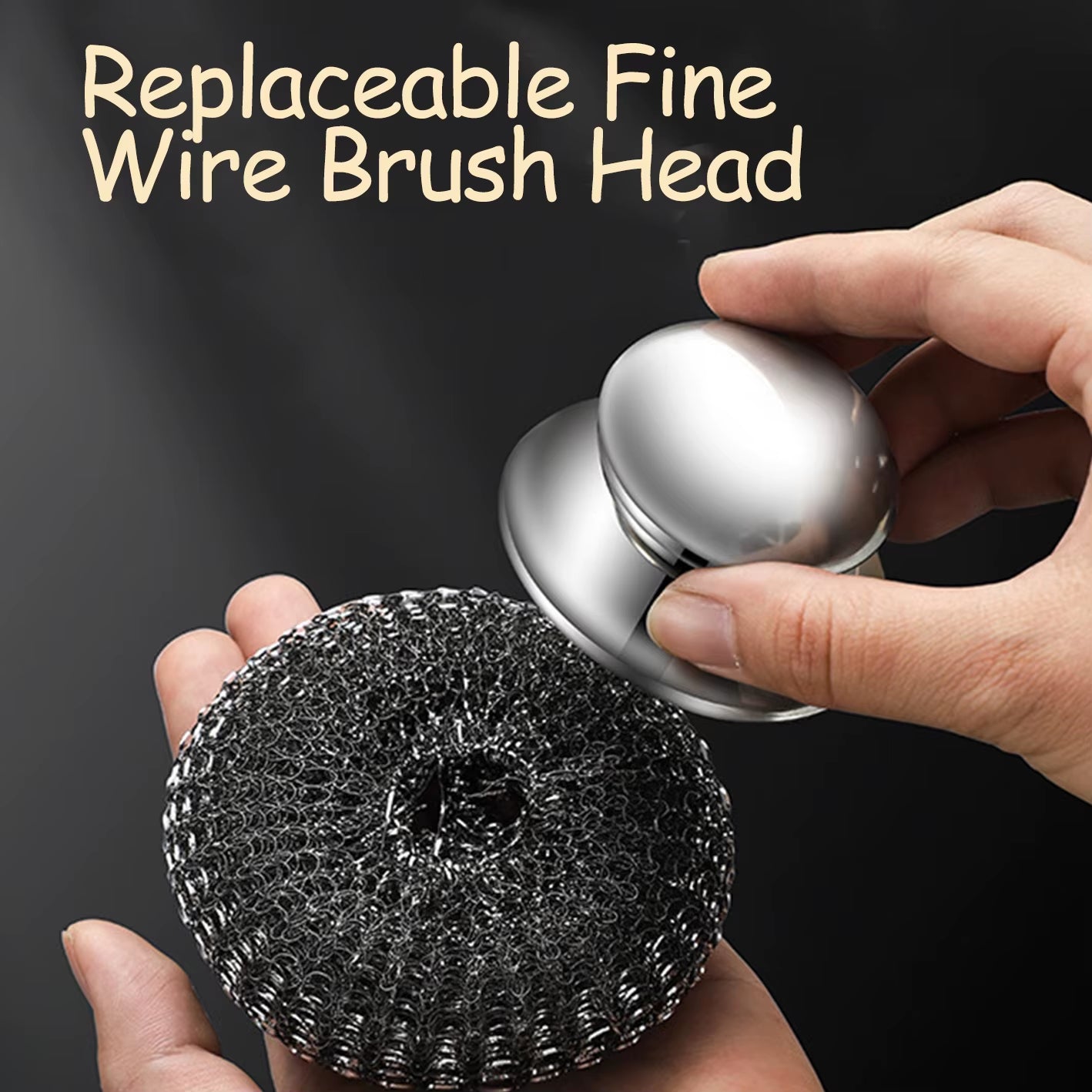 Steel Wool Scrubber with Handle Stainless Steel Cleaning Brushes Cleaning Dishes Stock Pots Pans Griddles Grills