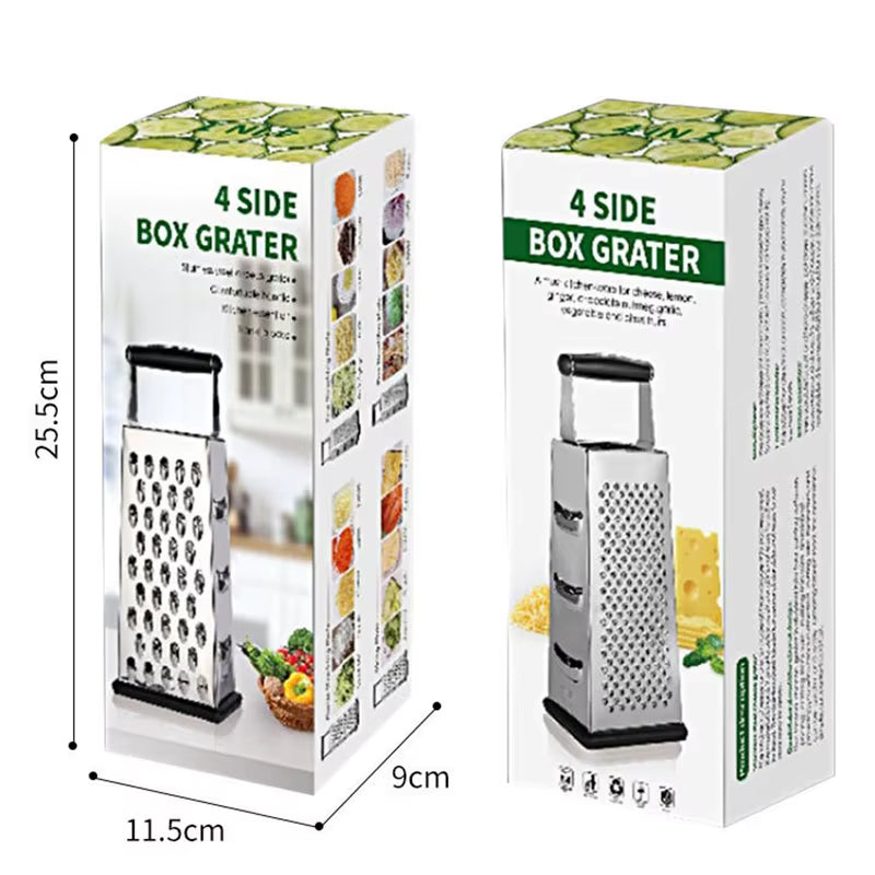 Stainless Steel Standing Cheese Grater Multi-Functional Vegetable and Fruit Slicer Cheese and Cheese Grater Four-Sided Melon