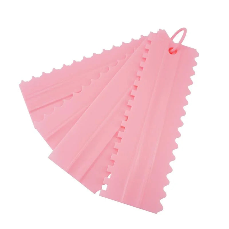 4Pcs/Set Plastic Double Sided Tooth Cake Scraper Pattern Cream Scraper DIY Baking Tools Baking Accessories