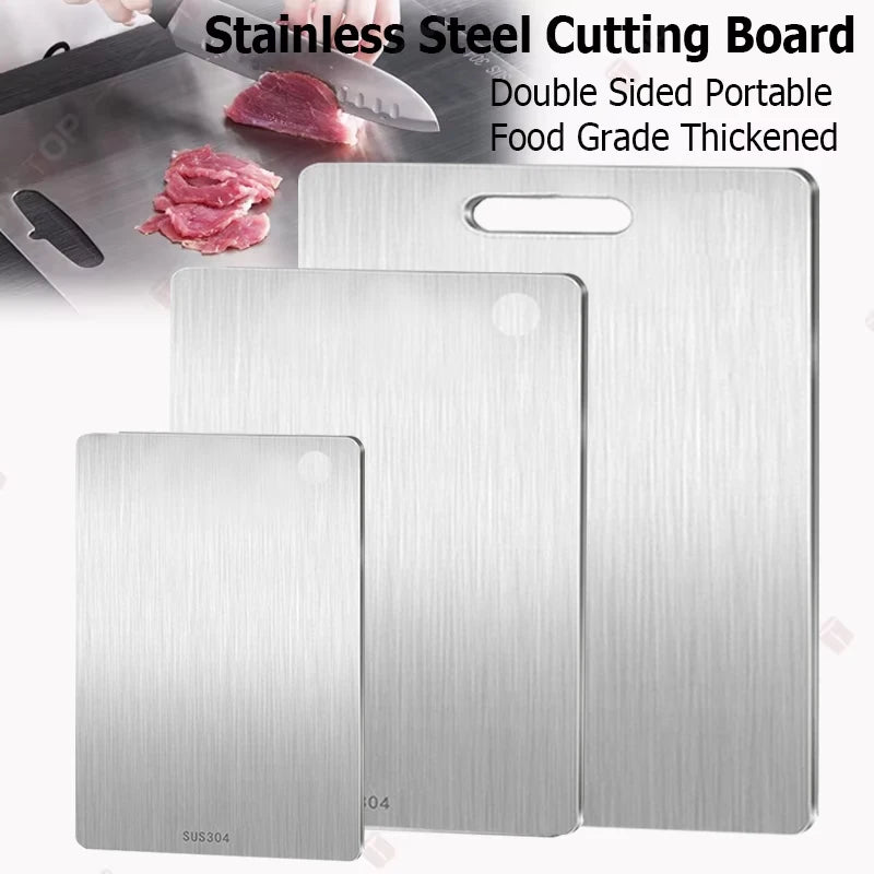 1~3PCS Cutting Boards for Kitchen 304Stainless Steel Thickened Board Double Sided Food Grade Portable Fruit Meat Chopping