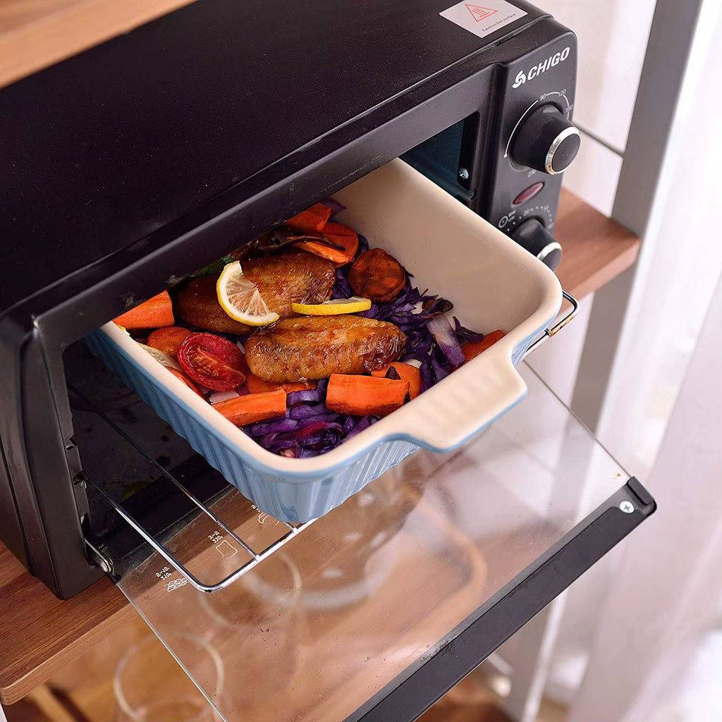 4-Piece Table Baking Dish Plate Set with Ceramic Handle Oven to Ideal for Lasagne/Pie/Casserole/Tapas(9"/11"/12"/13.3")