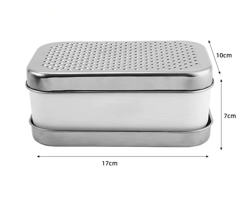 Double-Sided Cheese Grater Portable Shredder Ginger Garlic with Container Lid Stainless Steel Fruit Vegetables Home Kitchen Tool