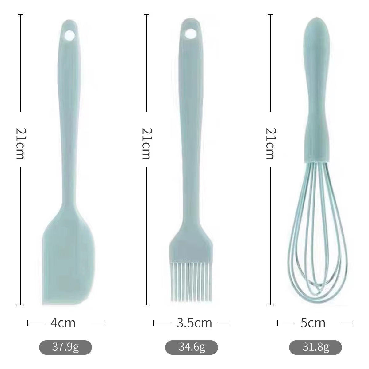 3 Pieces Baking Set Food Grade Silicone Heat Resistant Cream Scraper Egg Beater Grease Brush Kitchen Cake Baking Tools