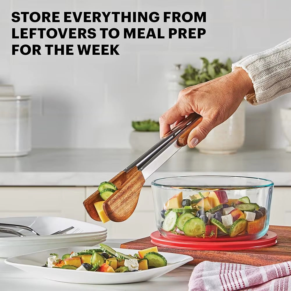 7 Cup Glass Food Storage Container BPA Free Plastic Lid Microwave Dishwasher Safe Snug Fit Freezer Safe Kitchen Storage