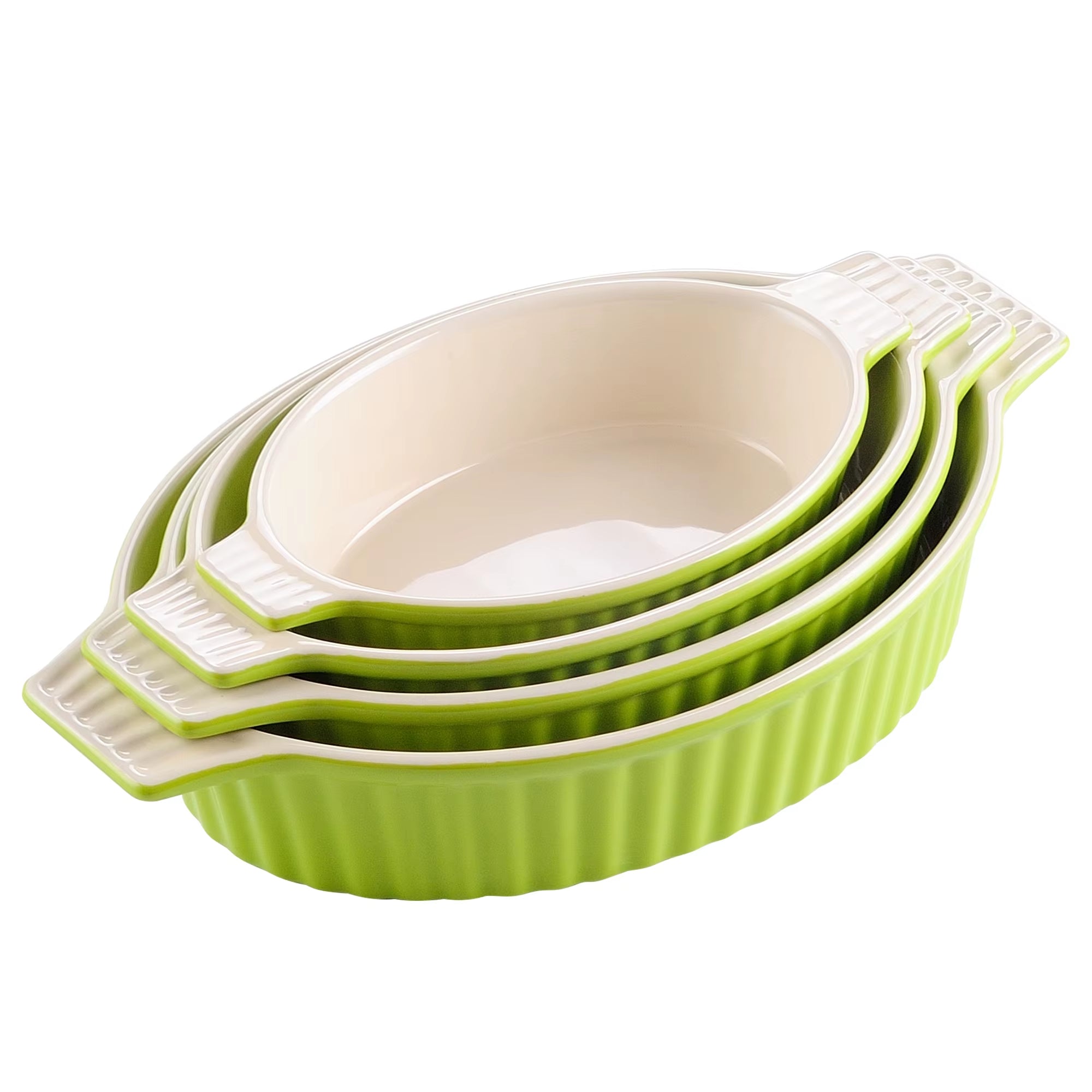 4-Piece Oval Baking Dish Plate Set Oven to Table Baking Dish with Ceramic Handles Ideal for Lasagne,Pie/Casserole,Tapas