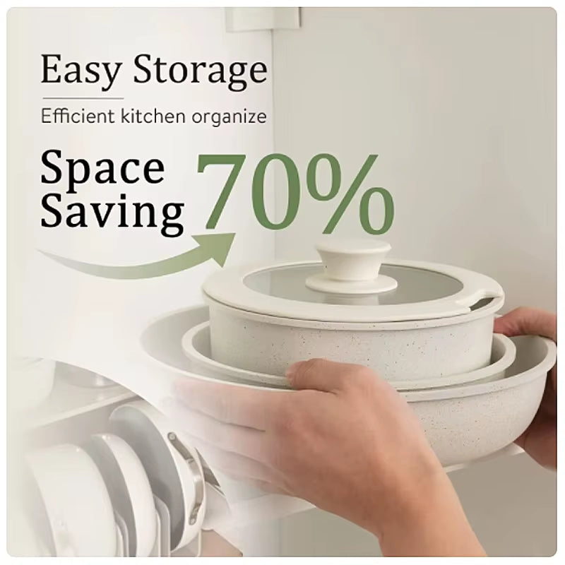 Hot Selling Home Kitchen 5Pcs Detachable Handle Non Stick Die Cast Pot Cookware Set for Cooking