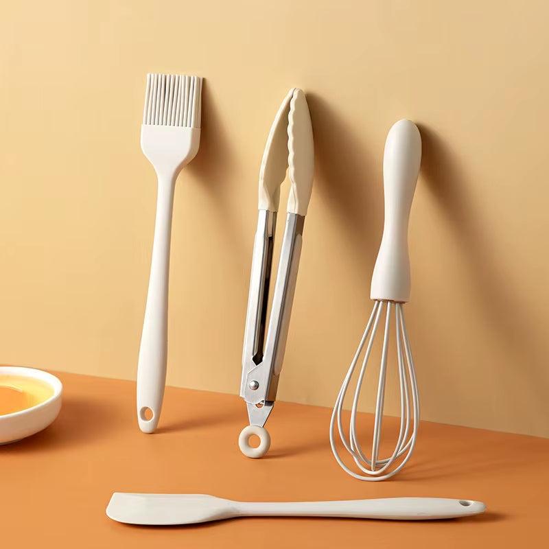 Household Food Grade Silicone Mini Baking Scraper Oil Brush Egg Beater Food Clip Baking Tool Set Cooking Kitchen Tools