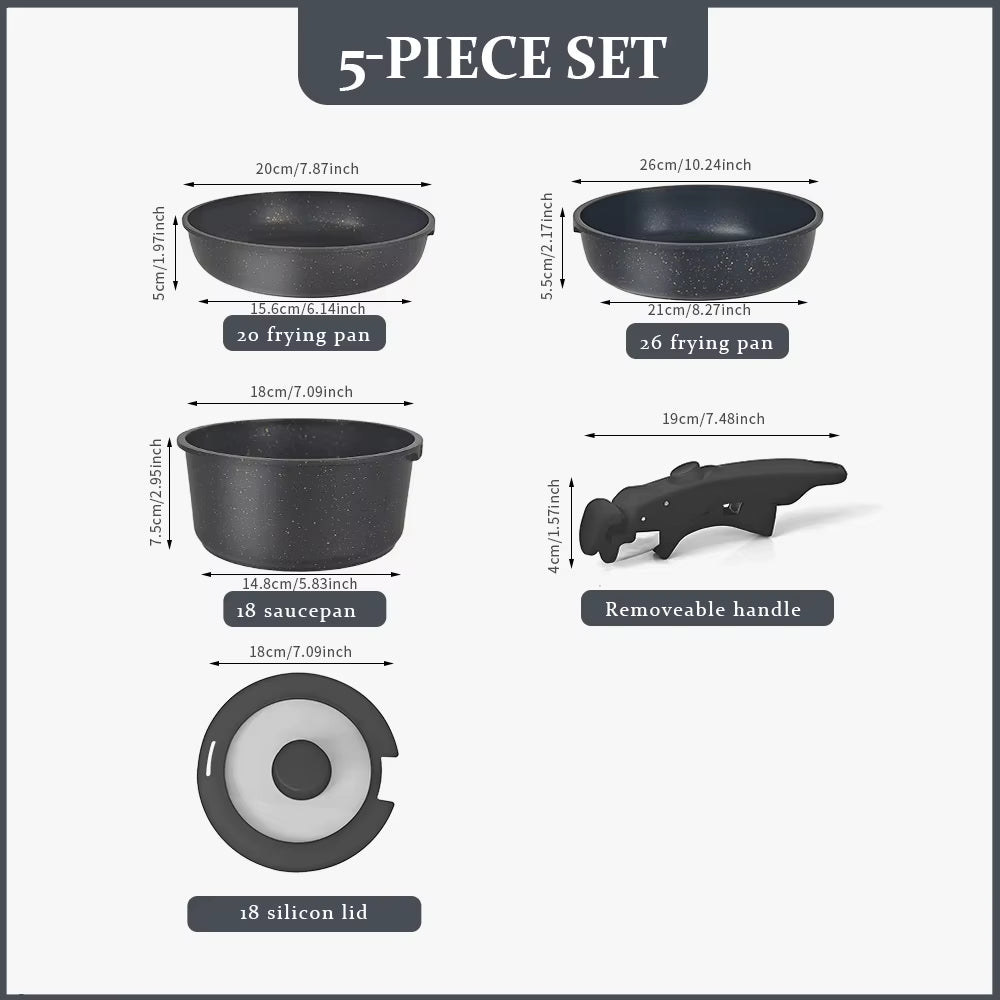 Hot Selling Home Kitchen Non Stick Pot Set Cookware Set Cooking 5Pcs Non Stick Cookware Set