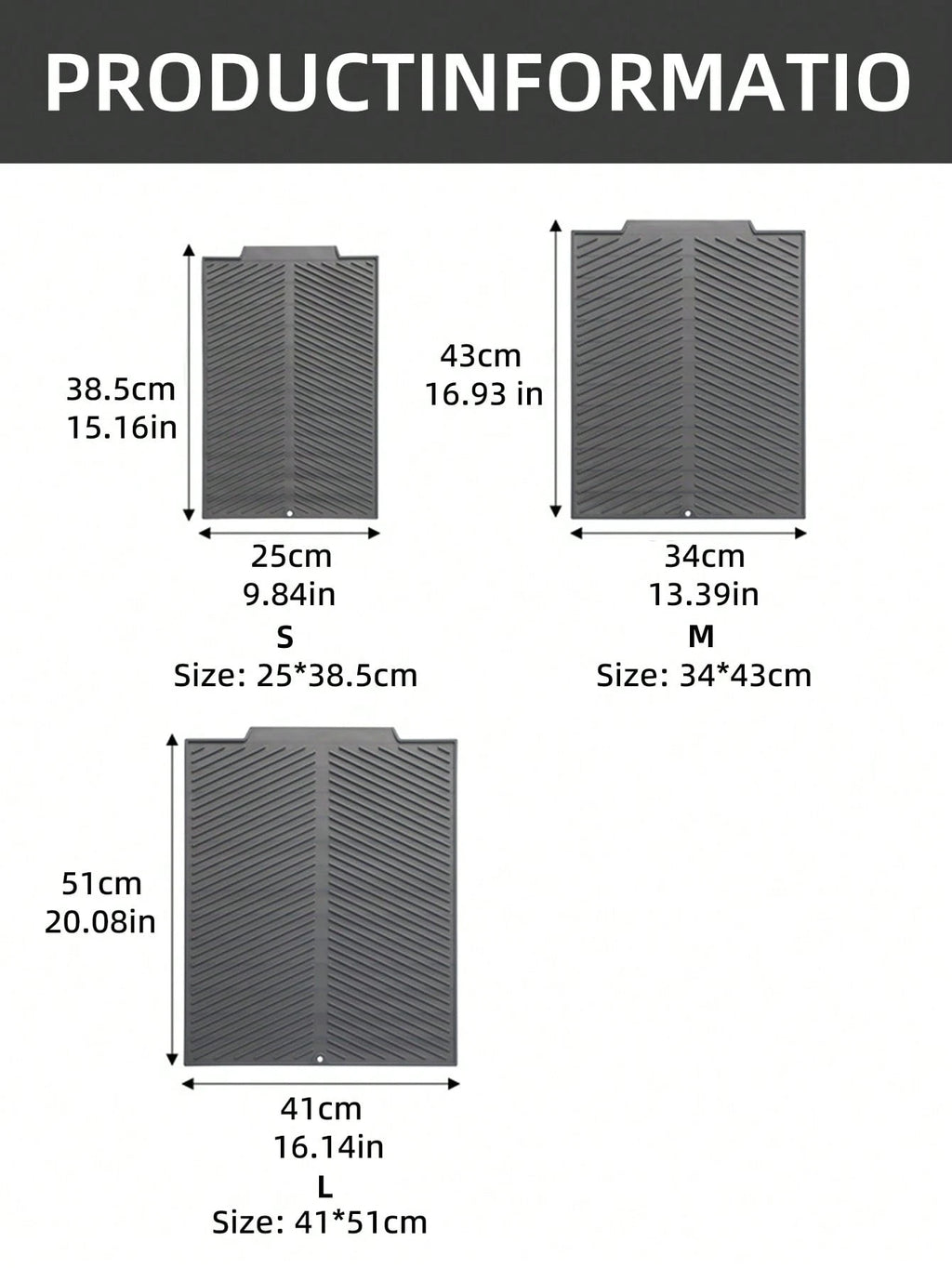 1Pc Silicone Dish Drying Mat,Kitchen Utensil Drainage Mat Silicone Drain Pad for Kitchenwares and Tablewares,15/17/20 Inch(Available in Three Sizes),Flexible Rubber Dish Draining Mat, Heat Resistant Silicone Trivet, Kitchen Decor Counter Top Mat, Sink Mat