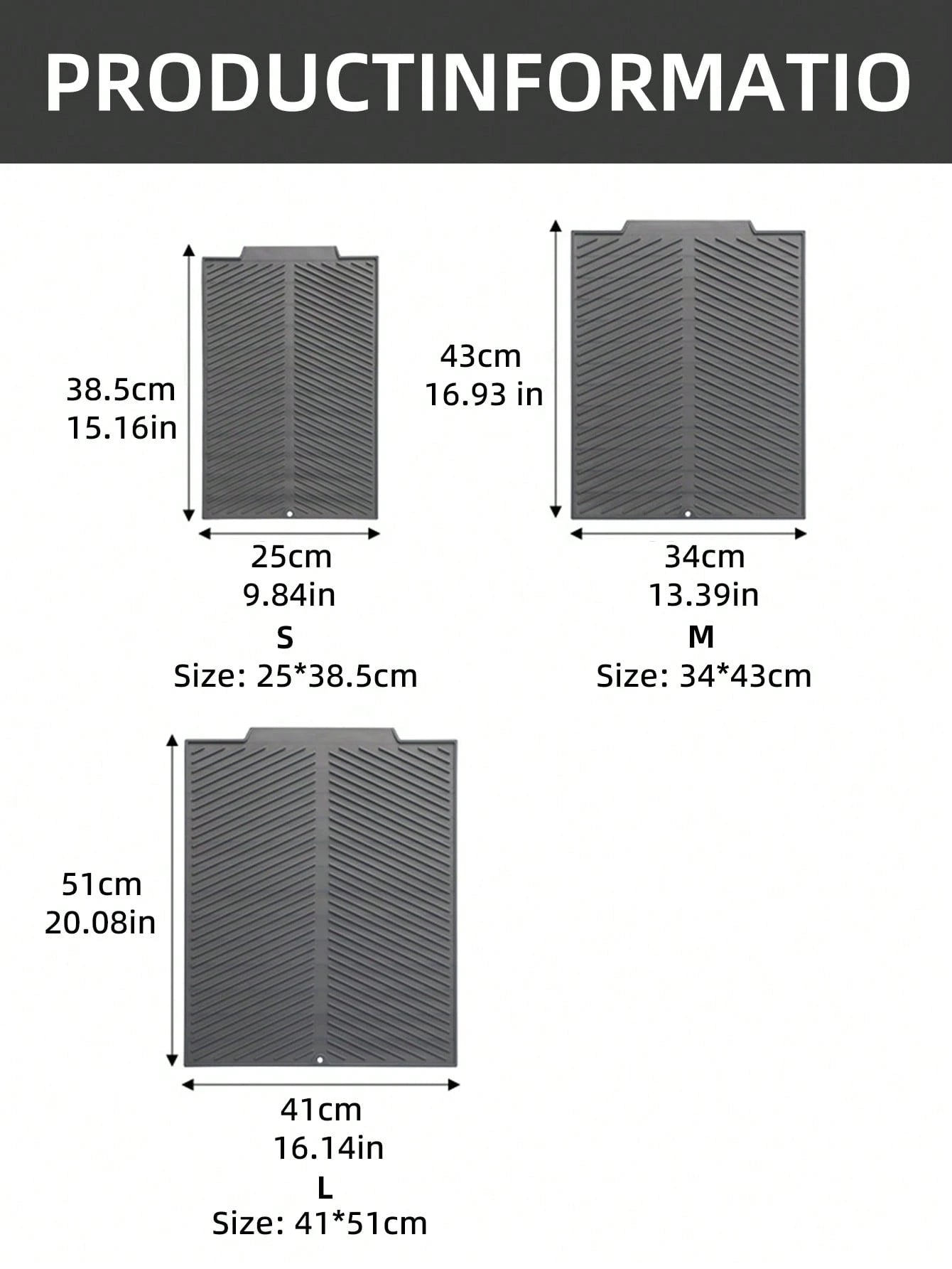 1Pc Silicone Dish Drying Mat,Kitchen Utensil Drainage Mat Silicone Drain Pad for Kitchenwares and Tablewares,15/17/20 Inch(Available in Three Sizes),Flexible Rubber Dish Draining Mat, Heat Resistant Silicone Trivet, Kitchen Decor Counter Top Mat, Sink Mat