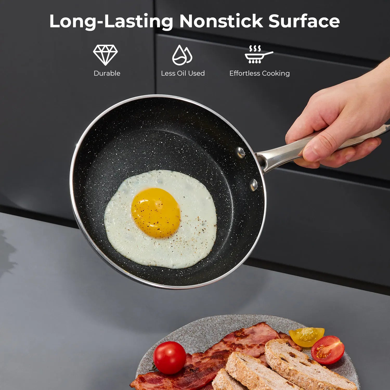 Nonstick Pots and Pans Set 10Pcs, Induction Hob Pan Set, Induction Compatible, Large Capacity Kitchen Cooking Pans Set