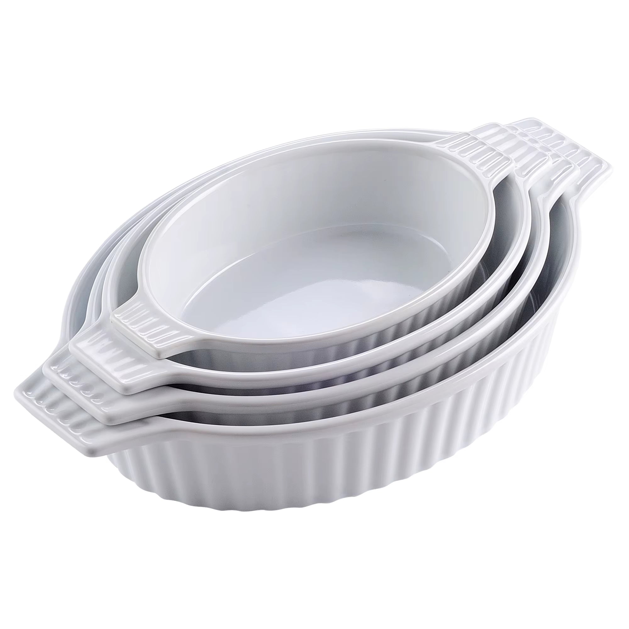 4-Piece Oval Baking Dish Plate Set Oven to Table Baking Dish with Ceramic Handles Ideal for Lasagne,Pie/Casserole,Tapas