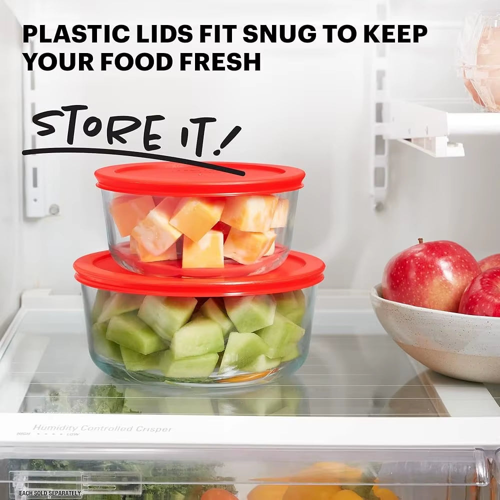 7 Cup Glass Food Storage Container BPA Free Plastic Lid Microwave Dishwasher Safe Snug Fit Freezer Safe Kitchen Storage