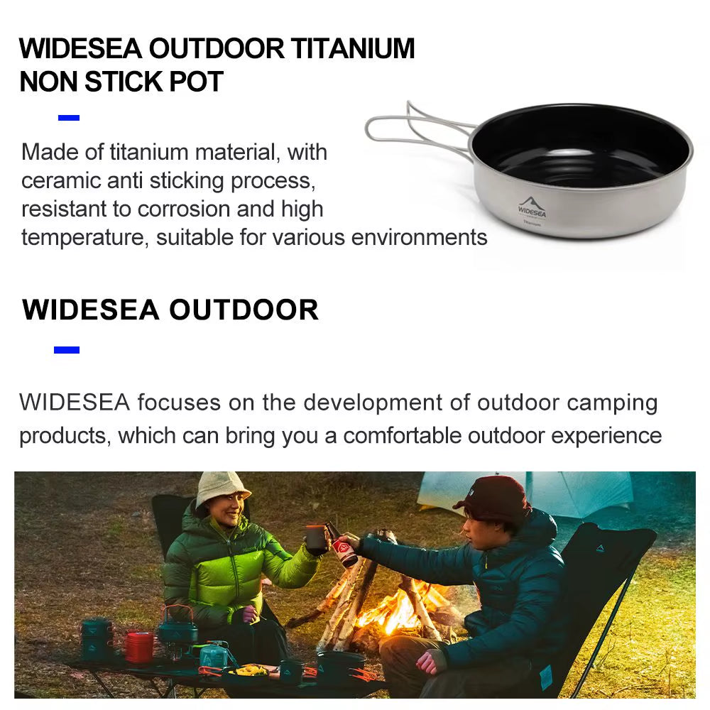 Camping Tableware Titanium Cookware Set Tourism Cauldron Outdoor Cooking Pot Frying Pan Picnic Kitchen Hiking Trekking