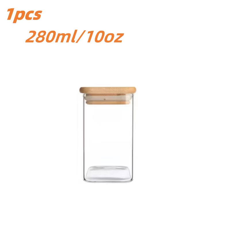 1/2/4/8Pcs, 10Oz Glass Jars with Airtight Lids, Candy Jars, Food Storage Containers with Bamboo Lids, Clear Jars